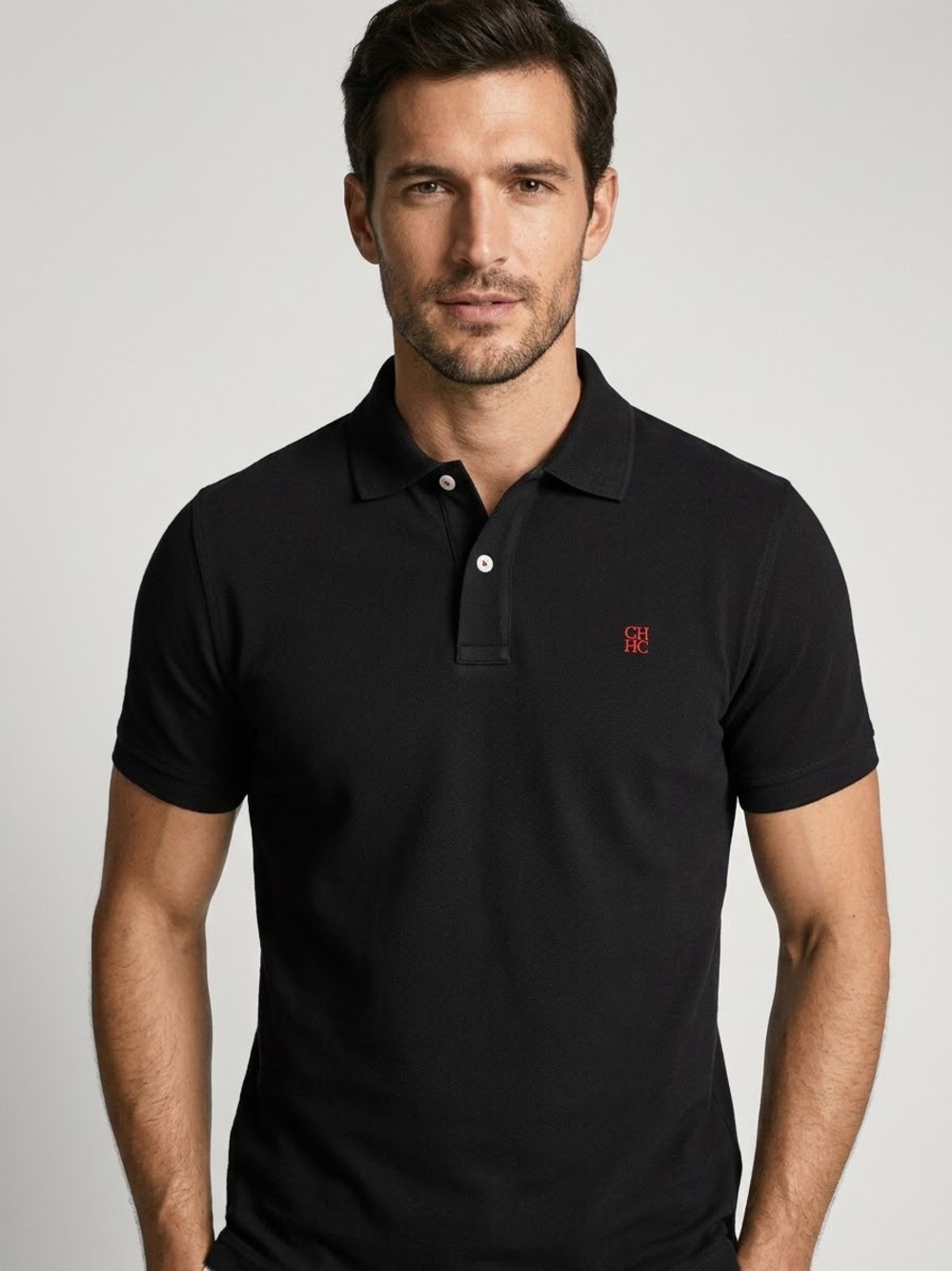 CH Carolina Herrera Men's Pique Short Sleeve Polo Shirt Embroidered Logo